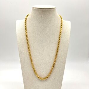 24k Gold GP‎ Rope Chain Necklace Gold Plated Braided Twist Unisex Jewelry